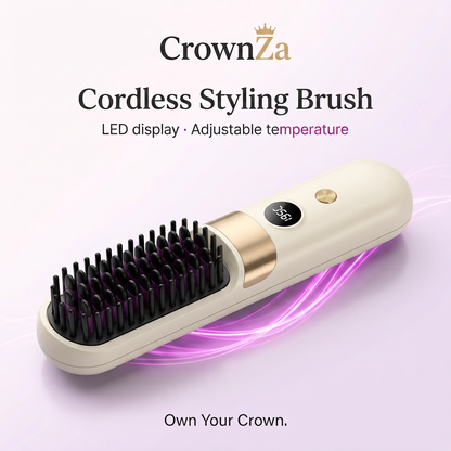 CrownZa 2-in-1 Straightening & Curling Brush