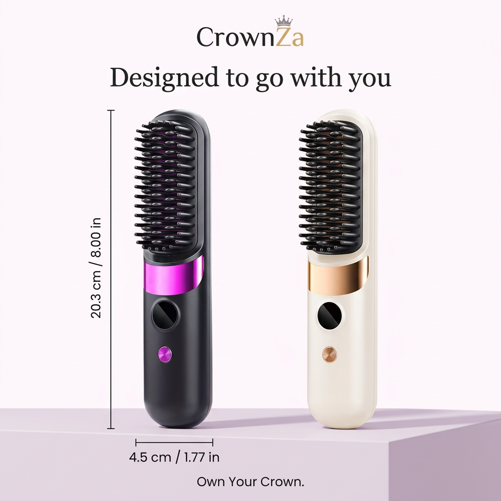 CrownZa 2-in-1 Straightening & Curling Brush